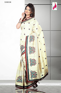 Bhagalpuri Silk with embroidery work sari-34 