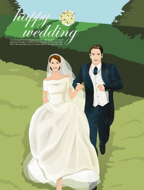 Happy wedding vector clipart for Illustrator