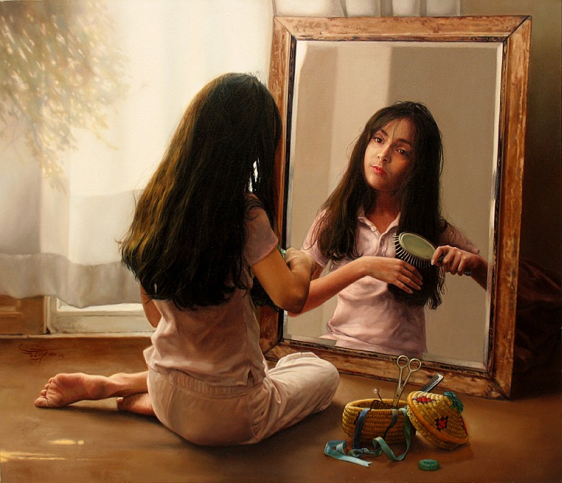 >>> Frente al espejo.<<< 11-Girl+at+the+mirror%252C+Oil+on+canvas%252C+2004