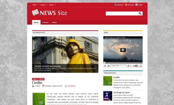 Grunge Gray Red Blogger Layout Template Grunge Gray Red Blogger Layout Template