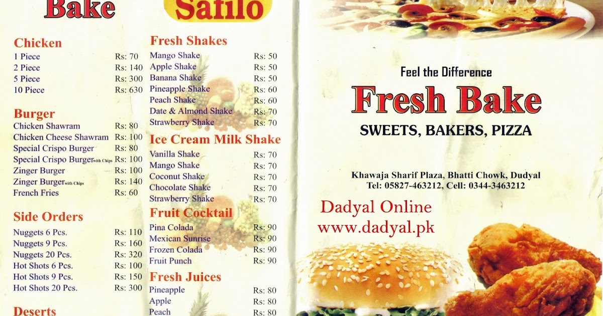 Fresh Bake Dadyal Fast Food Menu Dadyal Online