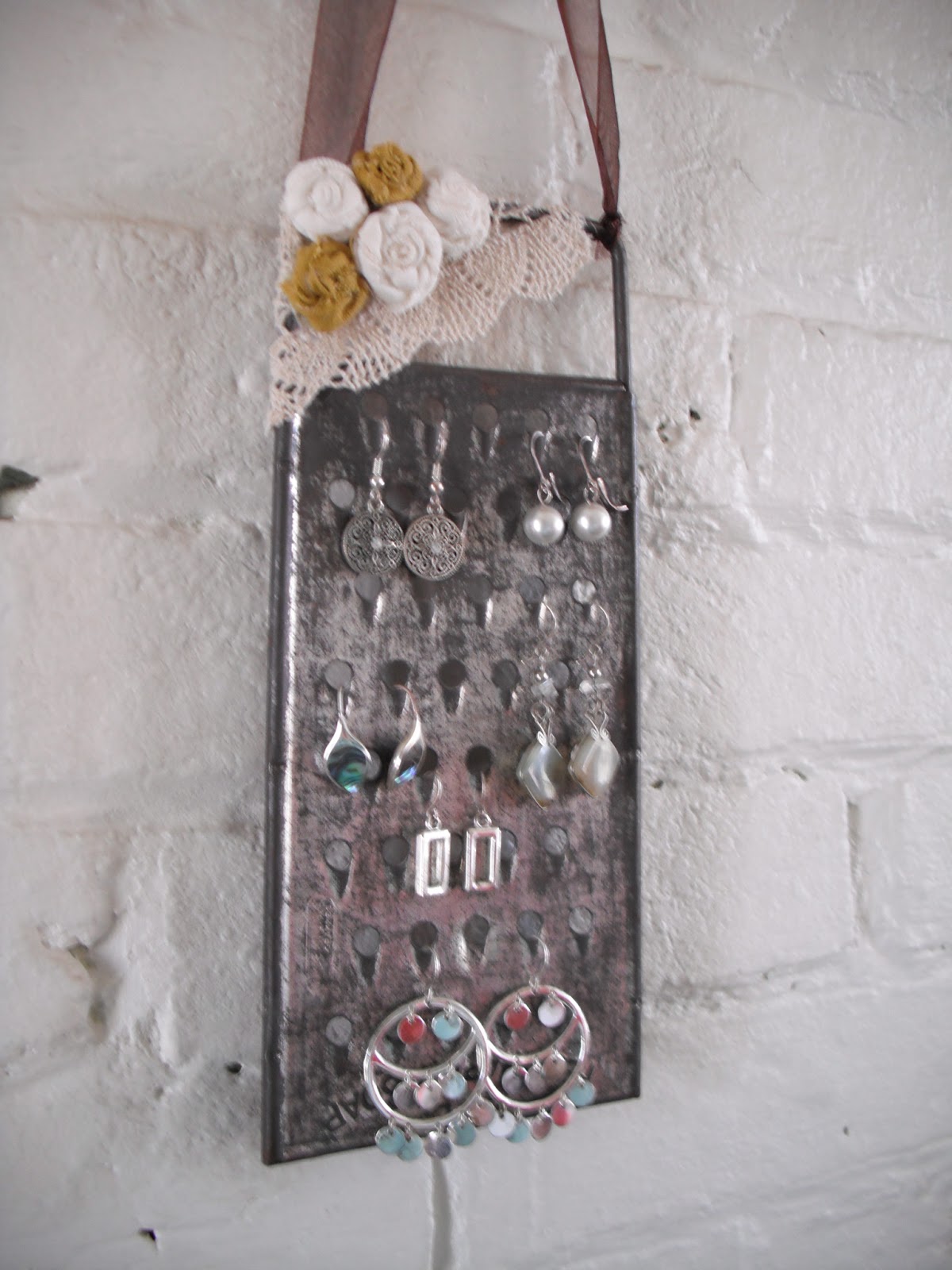Vintage and Homemade Upcycled Cheese Grater Earring Hanger