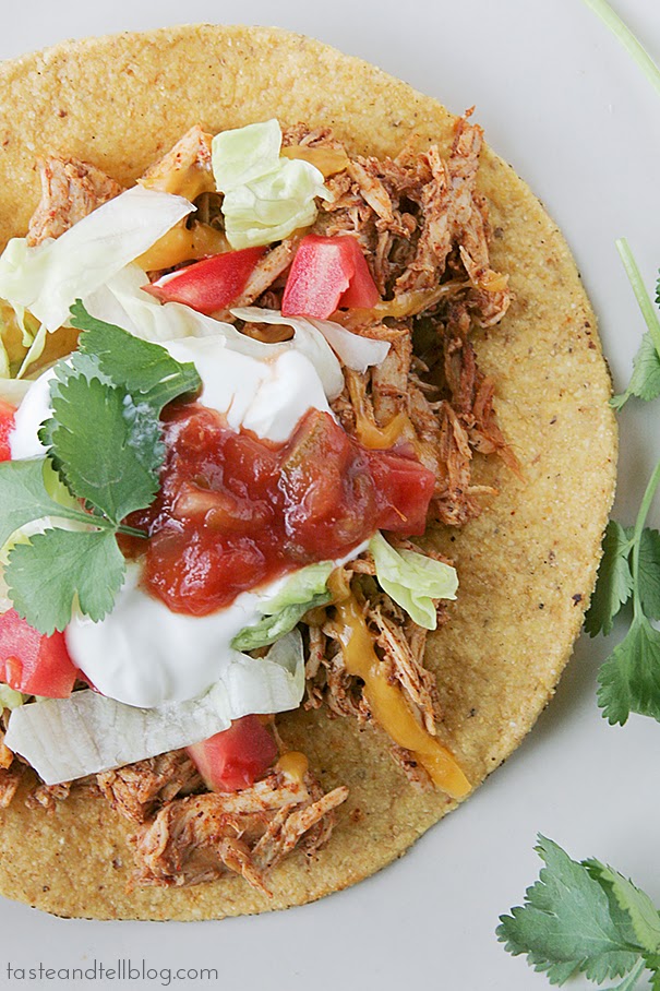 Slow Cooker Chicken Tostadas from Taste and Tell Slow Cooker or