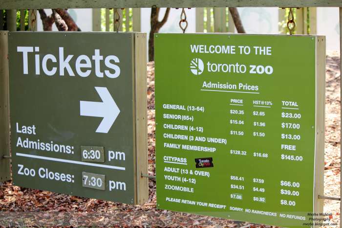 Admission for toronto zoo