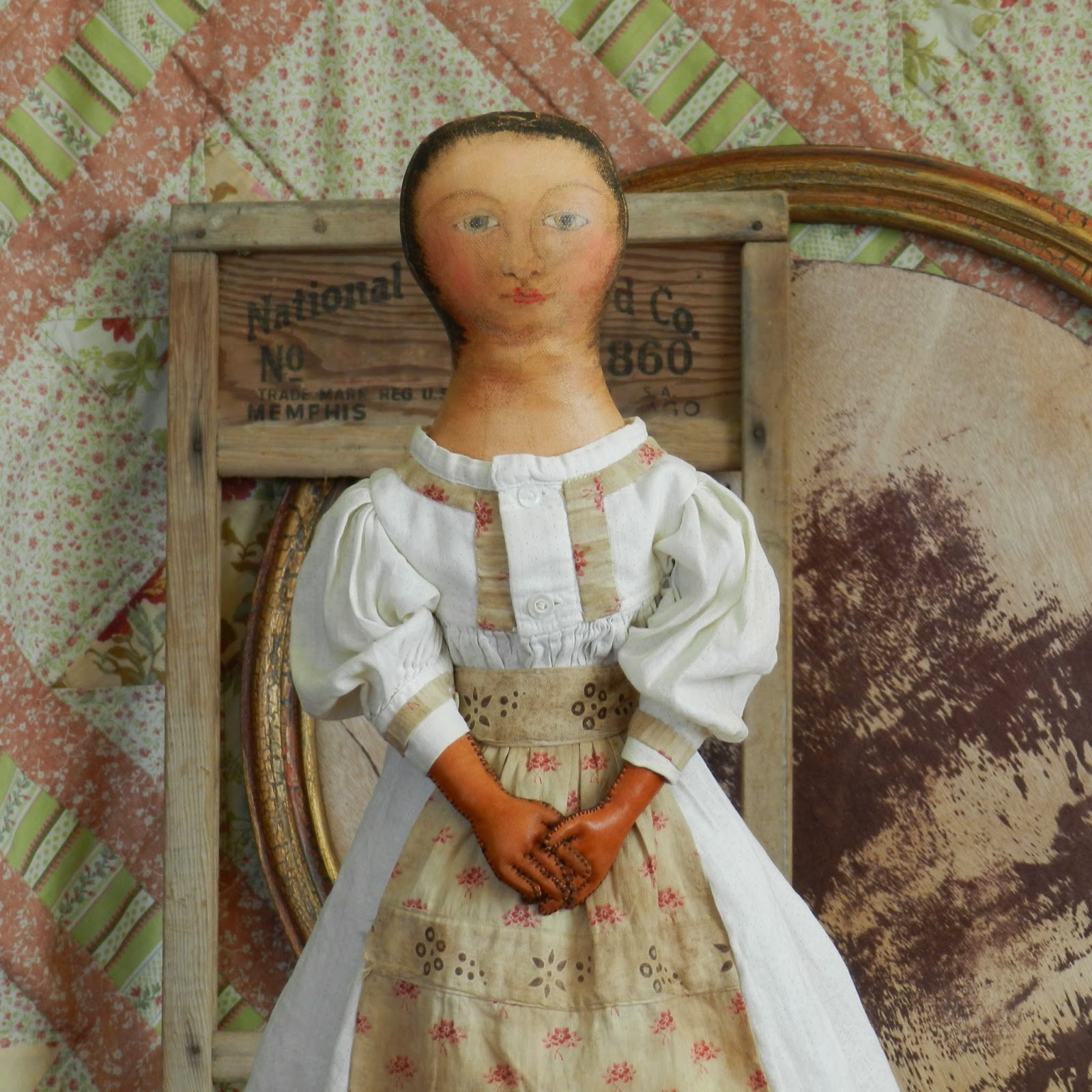The Old Wooden Sisters Antique cloth doll reproduction