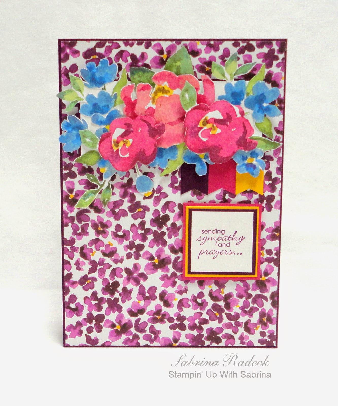 Stamp & Create With Sabrina Painted Blooms DSP Card 3 Sympathy