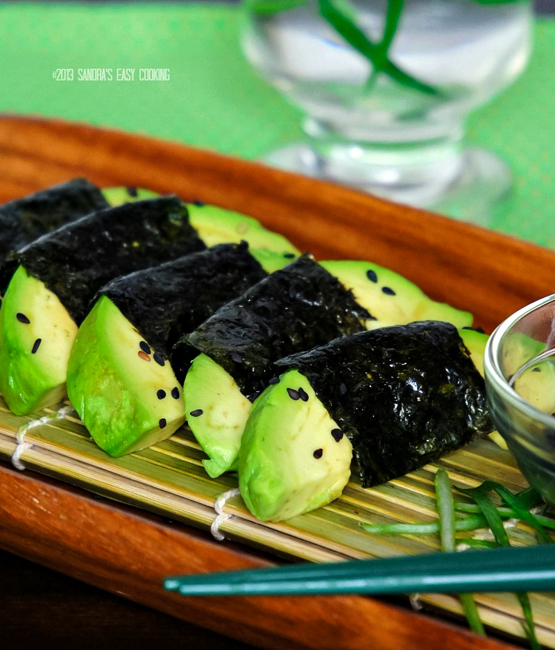 Avocado wrapped with Nori {Seaweed} Sandra's Easy Cooking