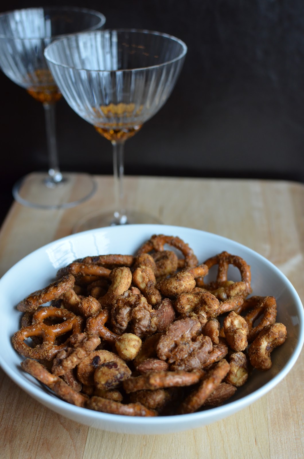 Playing with Flour: Holiday snack mix - spiced, glazed nuts & pretzels