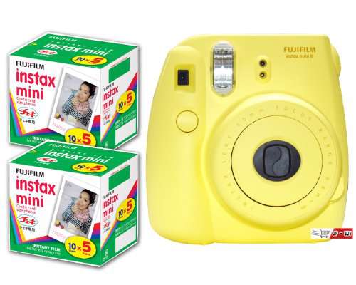 New Model Fuji Instax 8 Color Yellow Fujifilm Instax Mini 8 Instant Camera + 100 Films