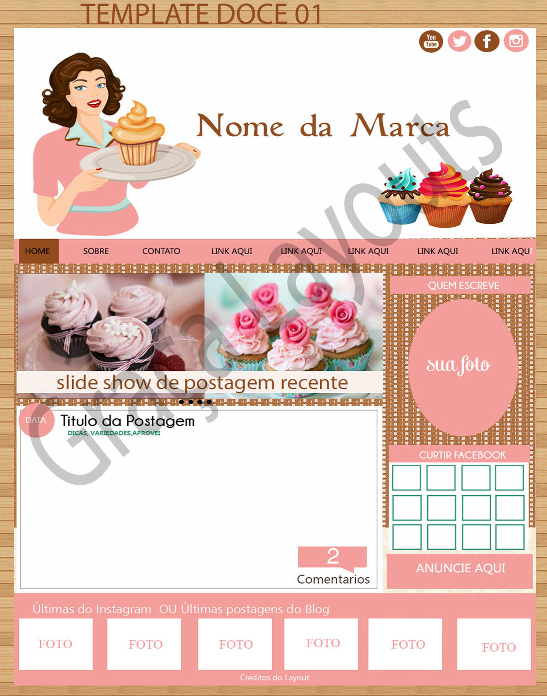 TEMPLATE DOCE 01 Graça Layouts Design ,personalização e criação arte