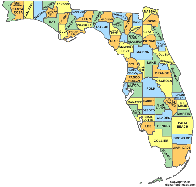 Florida County Map City | County Map Regional City