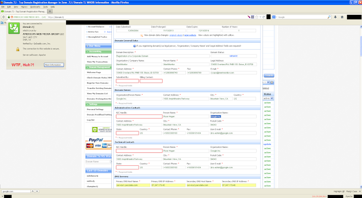 hacked Domain Registrar Control Panel