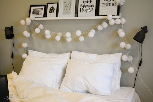 makuuhuone fullmoon kampapuuvilla lakana petivaatteet hektar tauluhylly sisustus pallovalot