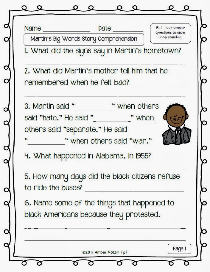 New Tales of a Third Grade Teacher: Time for a Freebie! Martin Luther