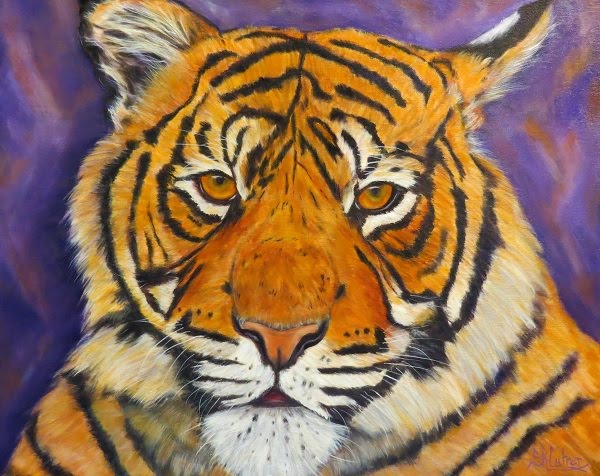 Tiger portrait in oils