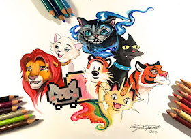 02-Cats-Katy-Lipscomb-Lucky978-Fantasy-Watercolor-Paintings-Colored-Pencils-Drawings-www-designstack-co