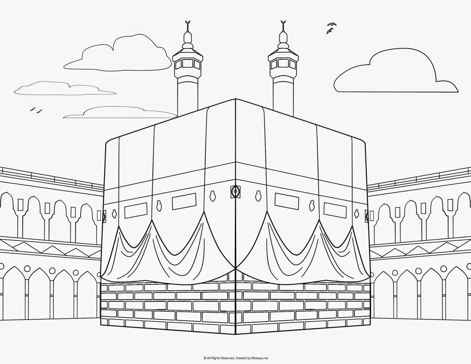 Religious Mosque Kabah Coloring Pages religius-mosque-kabah-coloring-pages-islamic