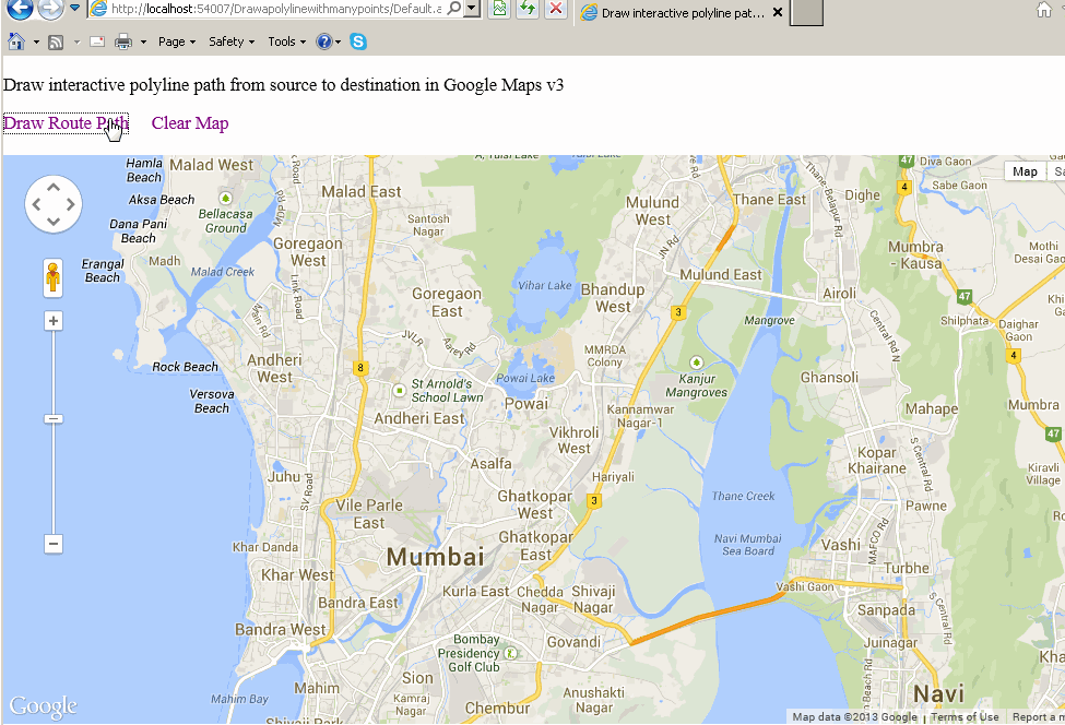 Drawing Lines On Google Maps : Draw interactive polyline path from source to destination