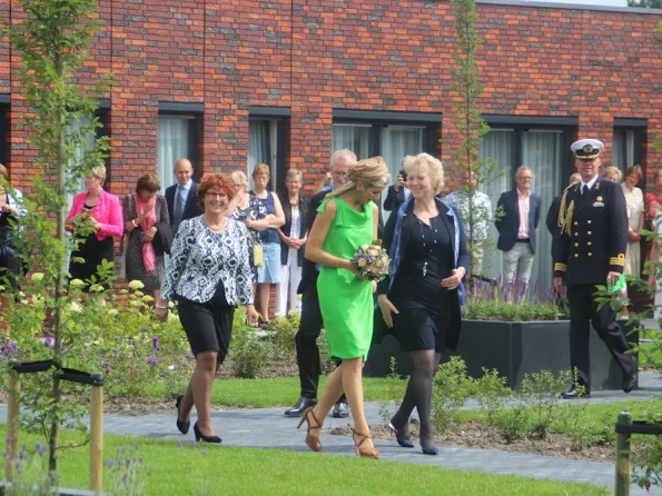 Queen Maxima of The Netherlands attends the official opening of the new nursing center 's Hamrik in Nieuwolda,