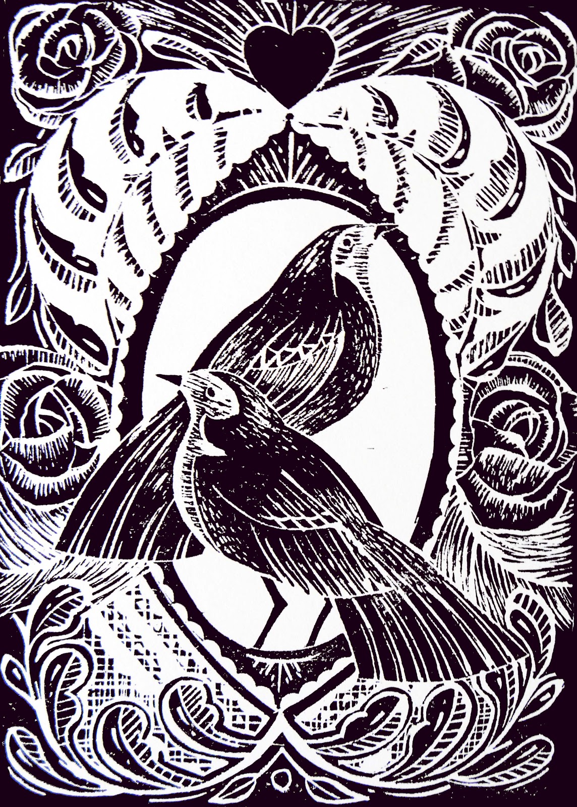 Mangle Prints Valentine Lino Cut Print