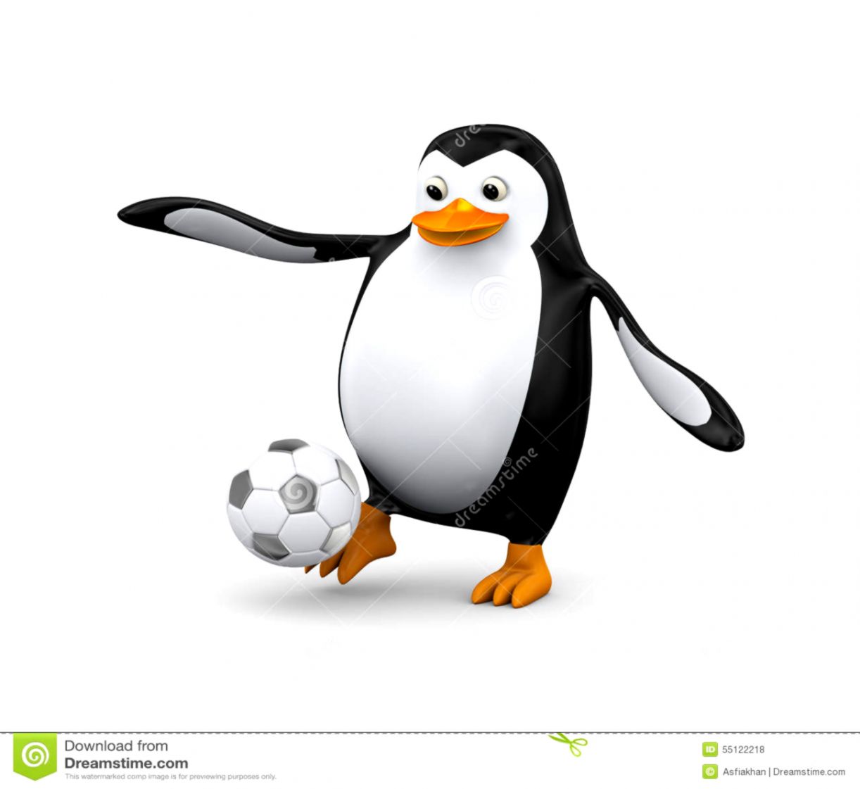 3d Penguin Soccer Player Shooting Ball Stock Illustration Image