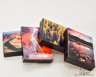 Example of photographer's finished product of hand crafted prints flush mounted to wooden blocks available on etsy.
