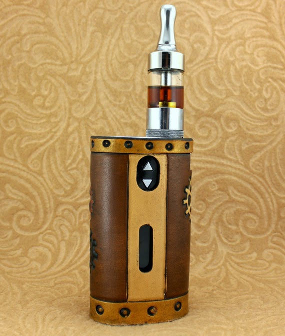Steampunk Gears Handcrafted Leather Sleeve for iStick 50 Watt Vaporizer