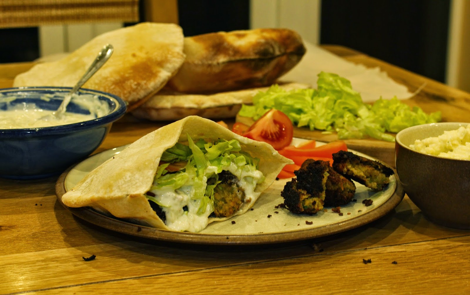 FancyAss Food Falafel in Pita Bread with Tzatziki