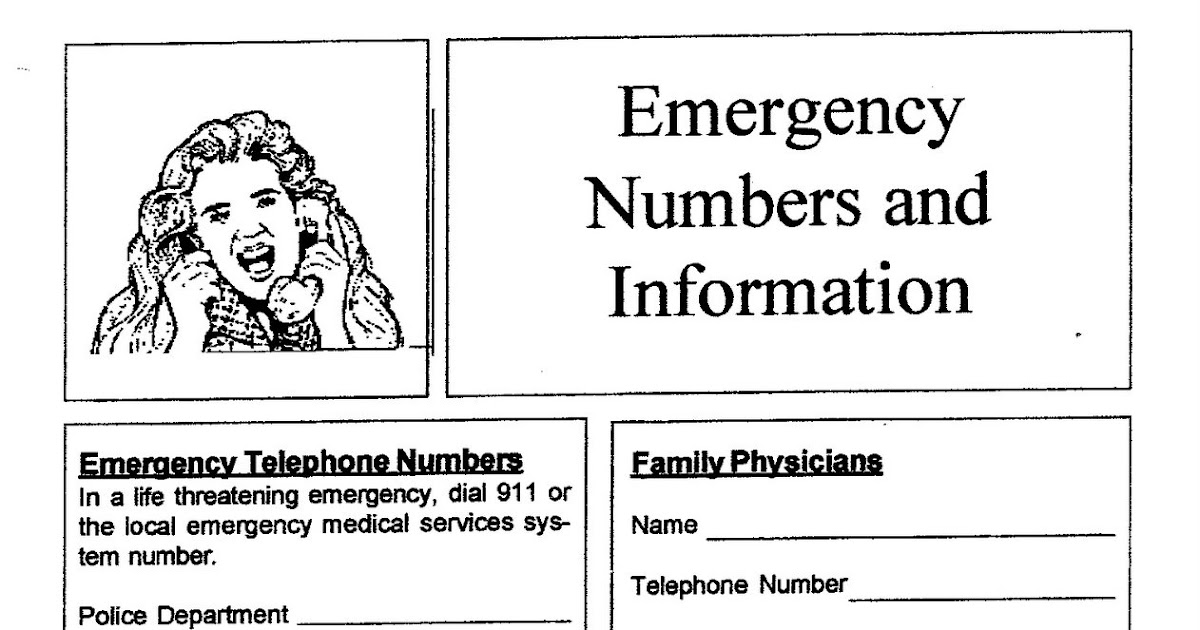 Laguna Hills 2nd Family Prepared Emergency Numbers and Information Form