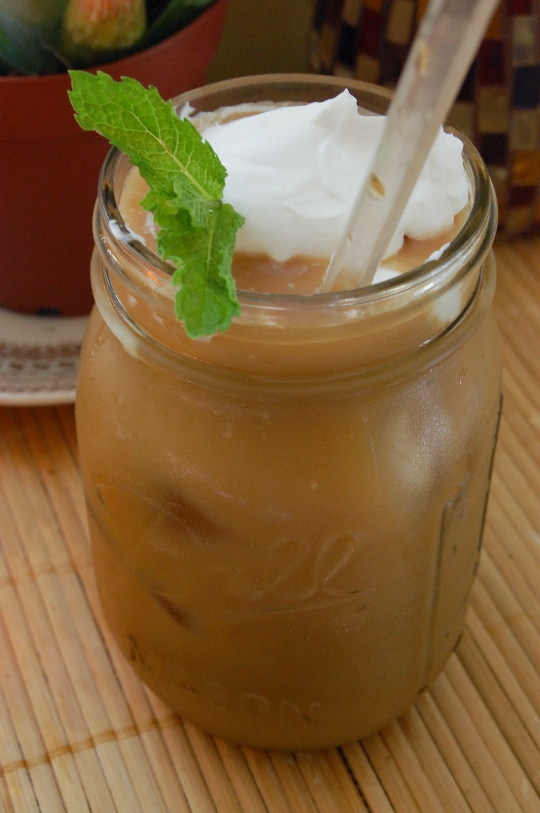 The Brass Elephant Mint syrup + iced coffee