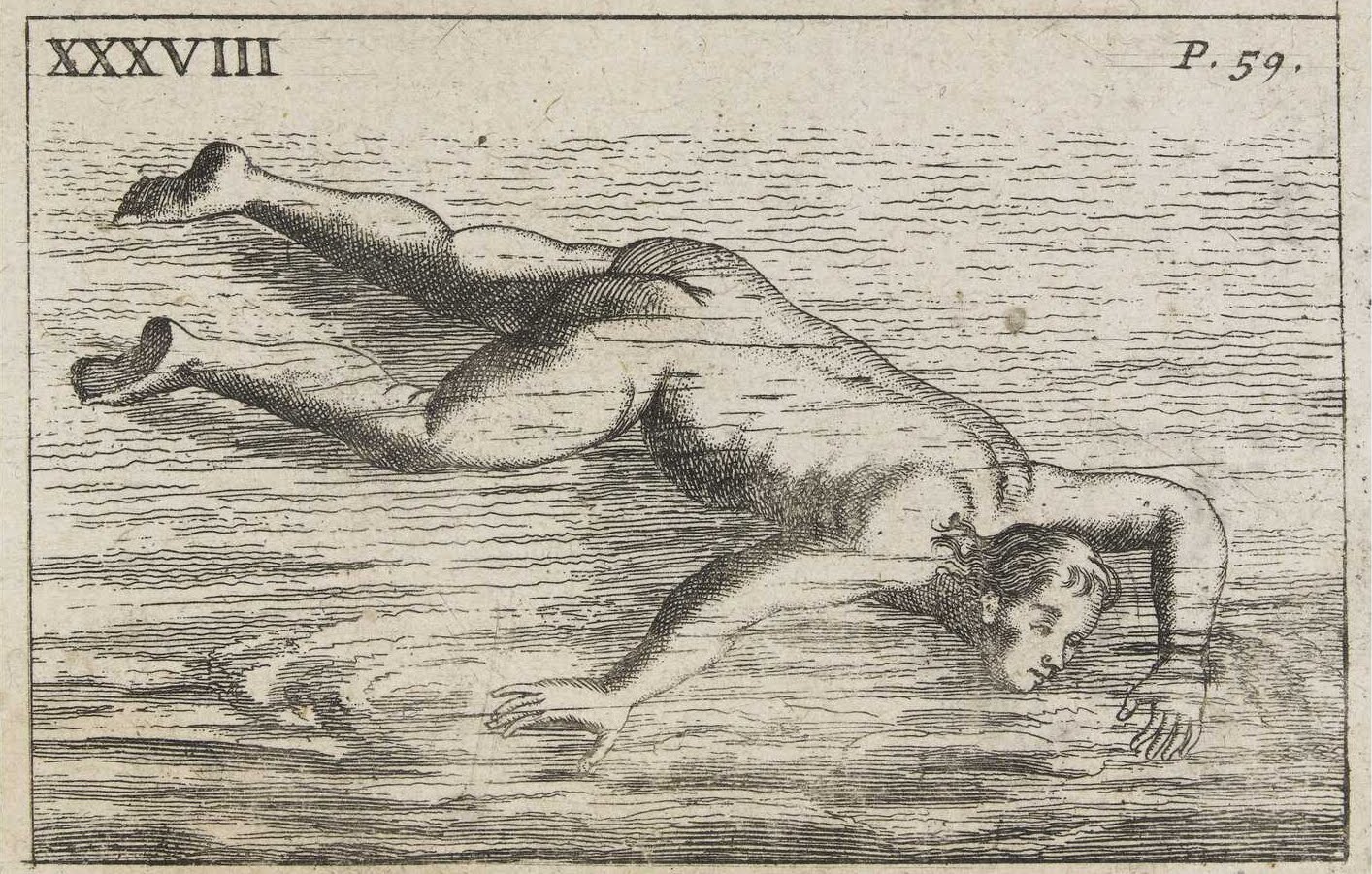 odd sketch of swimming style - 1700s