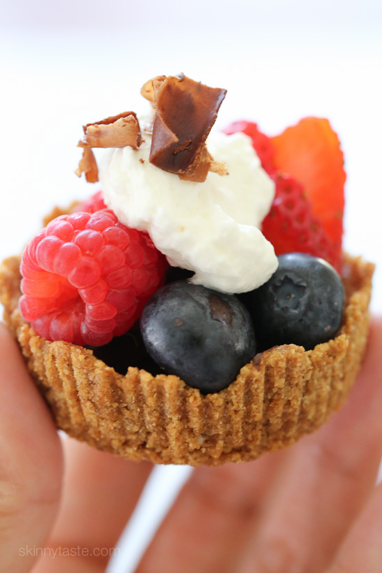 Mixed Berry Tartlet with Dark Chocolate and Vanilla Whipped Cream – an easy, light summer dessert!