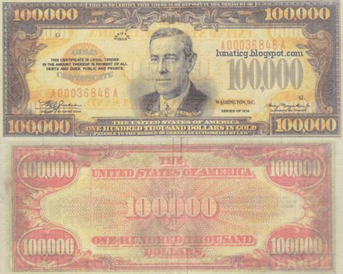 Ori Fake Us 100 000 Dollars Bill Lunaticg Coin