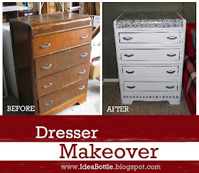 Idea Bottle: Painted Waterfall Dresser - How To Cover Water Damage