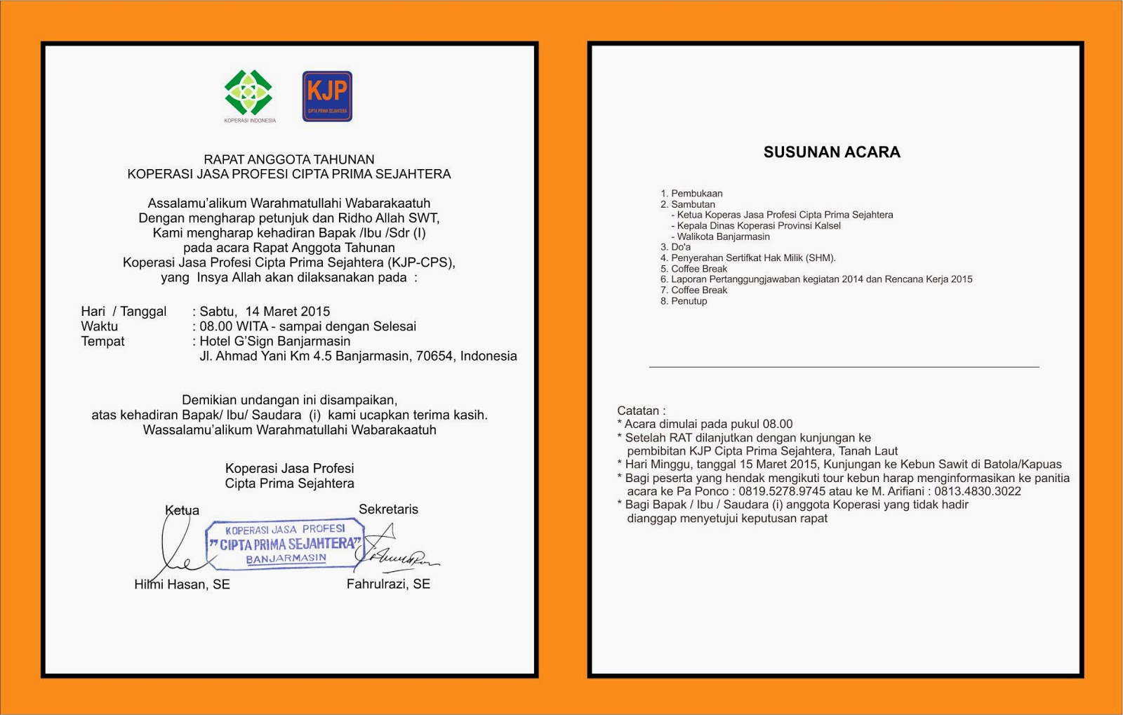 Undangan Rapat Anggota Tahunan Tahun Buku 2014 Kjp Cps