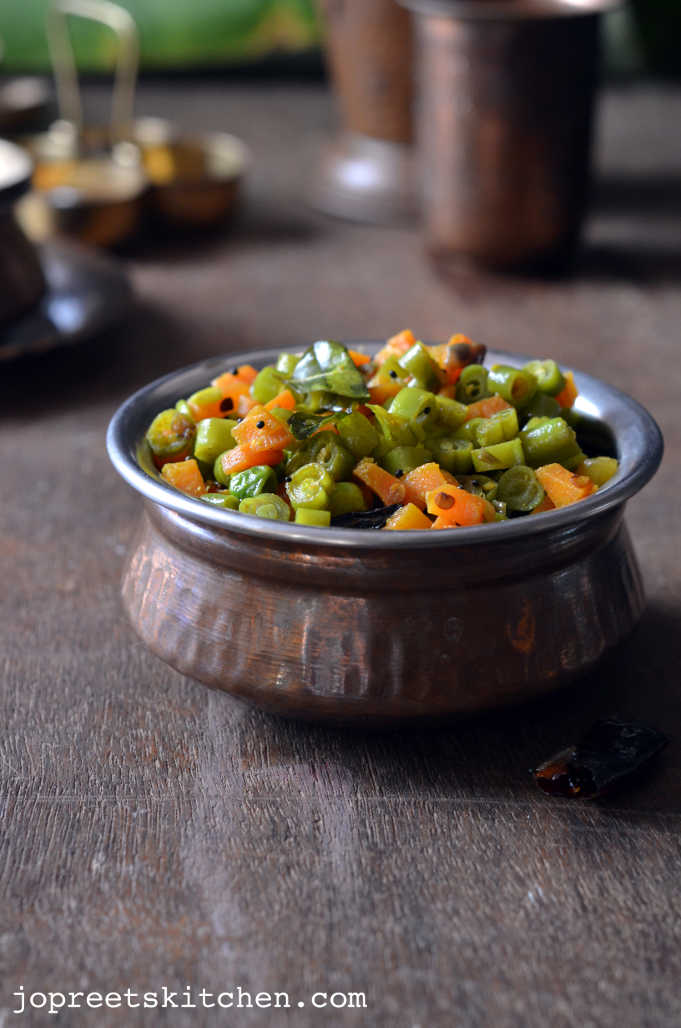 Peas, Carrot & Beans Poriyal Simple Lunch Recipes Indian Kitchen