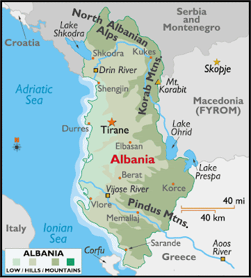 Mapa da Albânia Política Regional