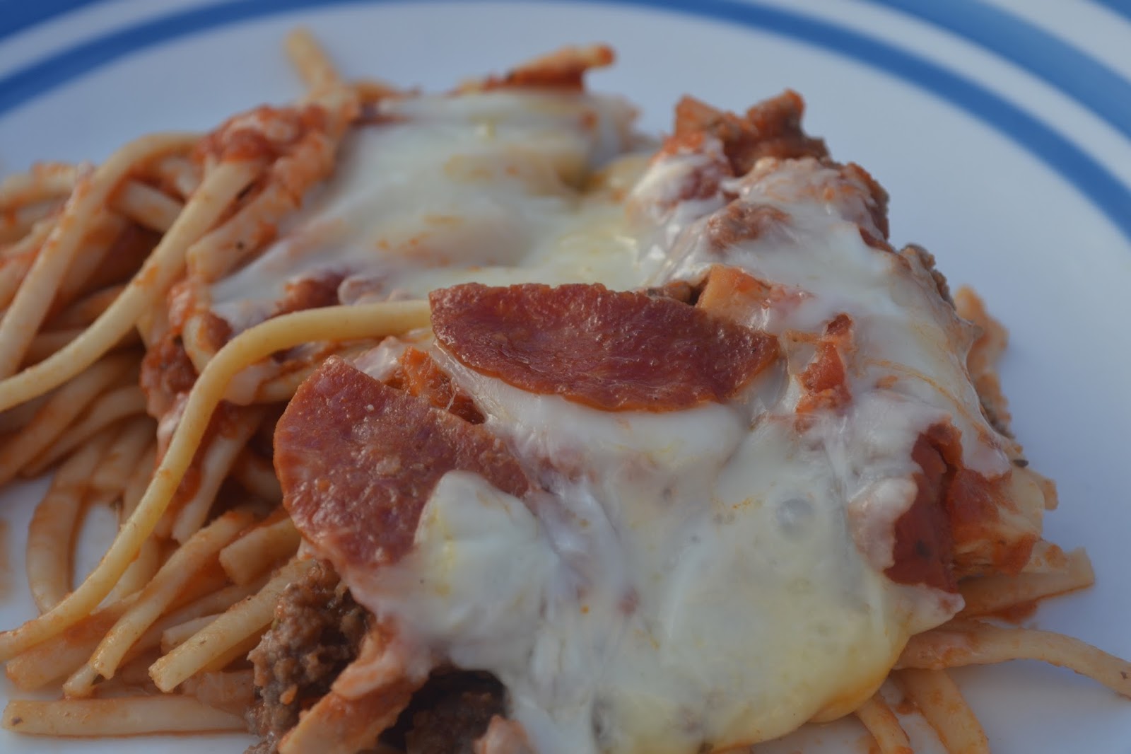 Pepperoni Pizza Spaghetti Casserole
