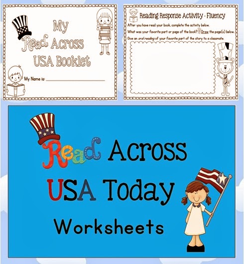Read Across USA Today Reading Worksheets/Workbook Read Across America March