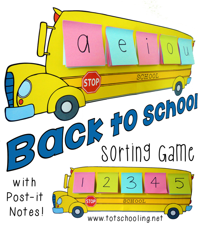 School Bus Sorting Game with Postit Notes Totschooling Toddler