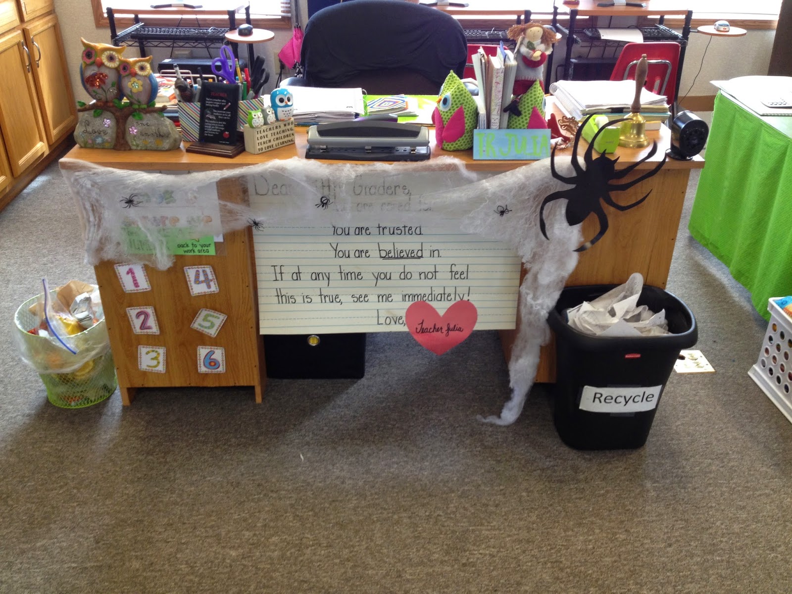 In 5th Grade With Teacher Julia Halloween Decorations Up In The