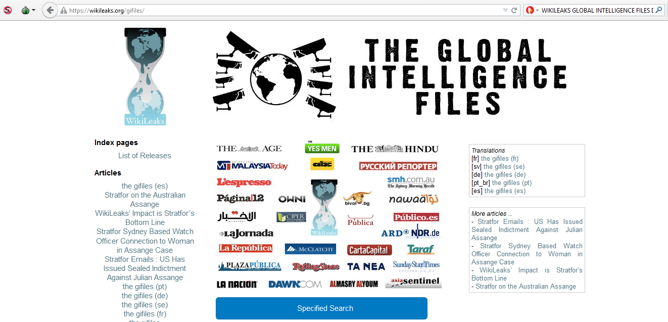Josh Wieder, Wikileaks, Global Intelligence Files