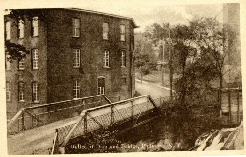 Old Pictures of Columbia County NY Outlet of Dam and Bridge, Philmont NY