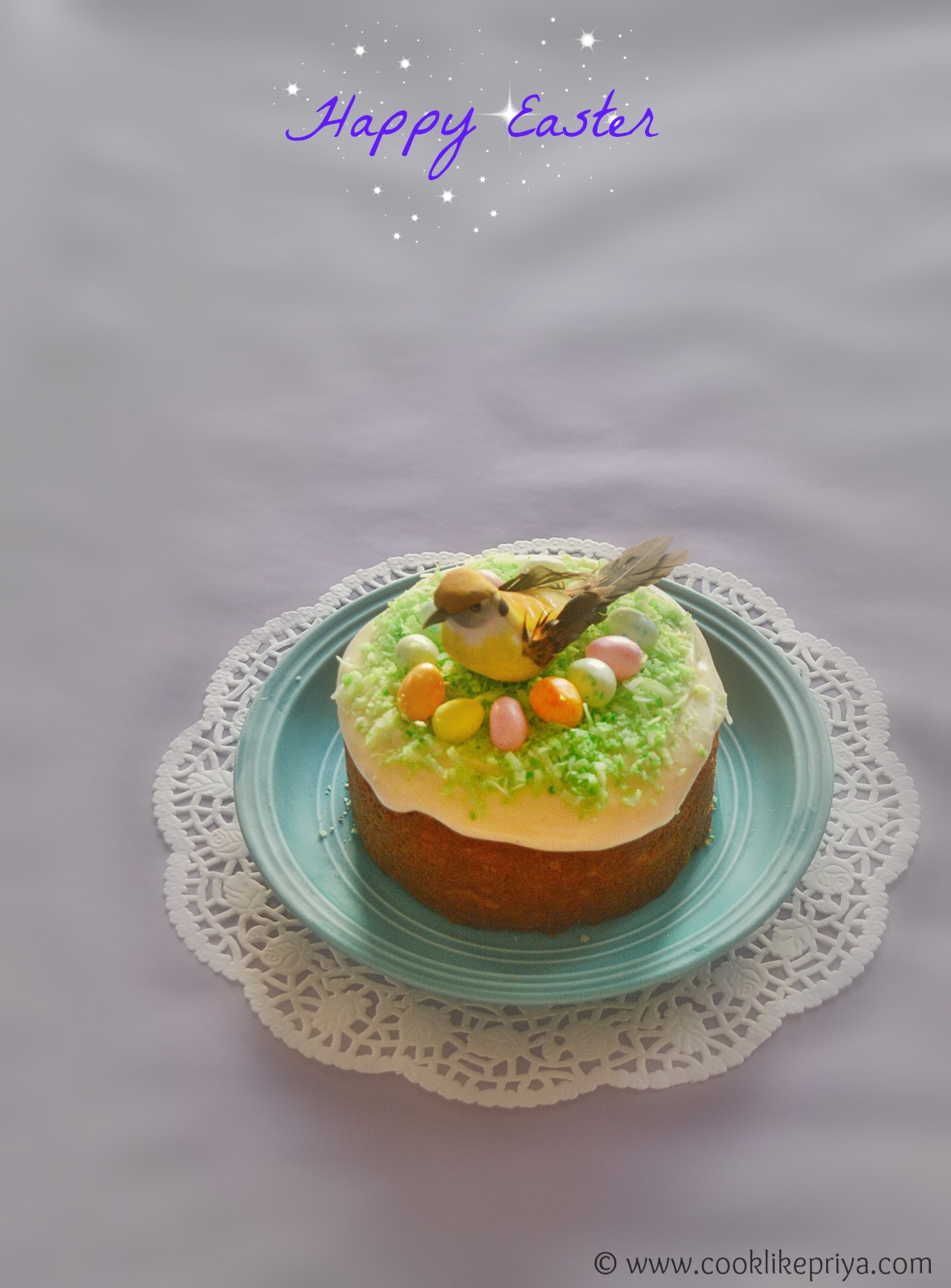 Cook like Priya Easter Bird's Nest Cake Eggless Carrot cake with