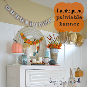 Thanksgiving display and a free fall printable banner.