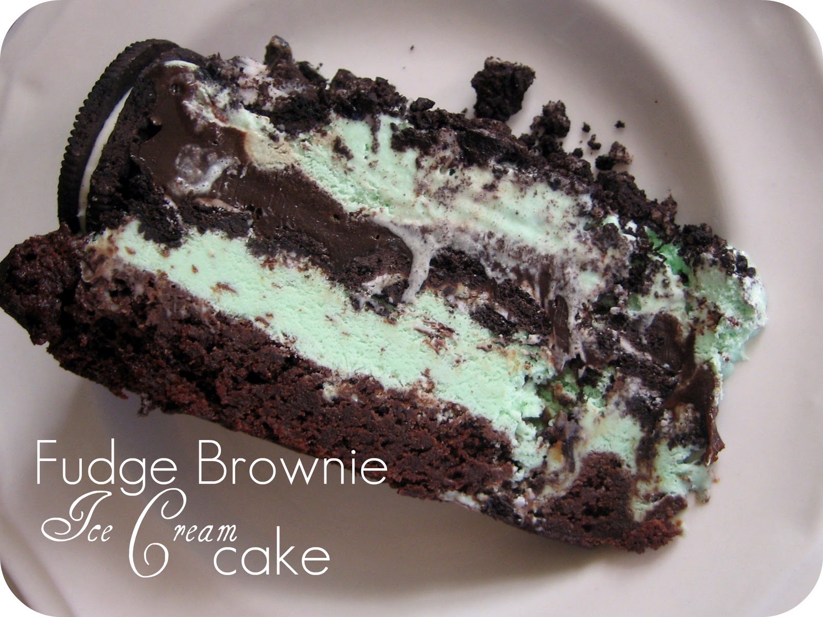 Peppermint Plum {Fudge Brownie Layered Ice Cream Cake}