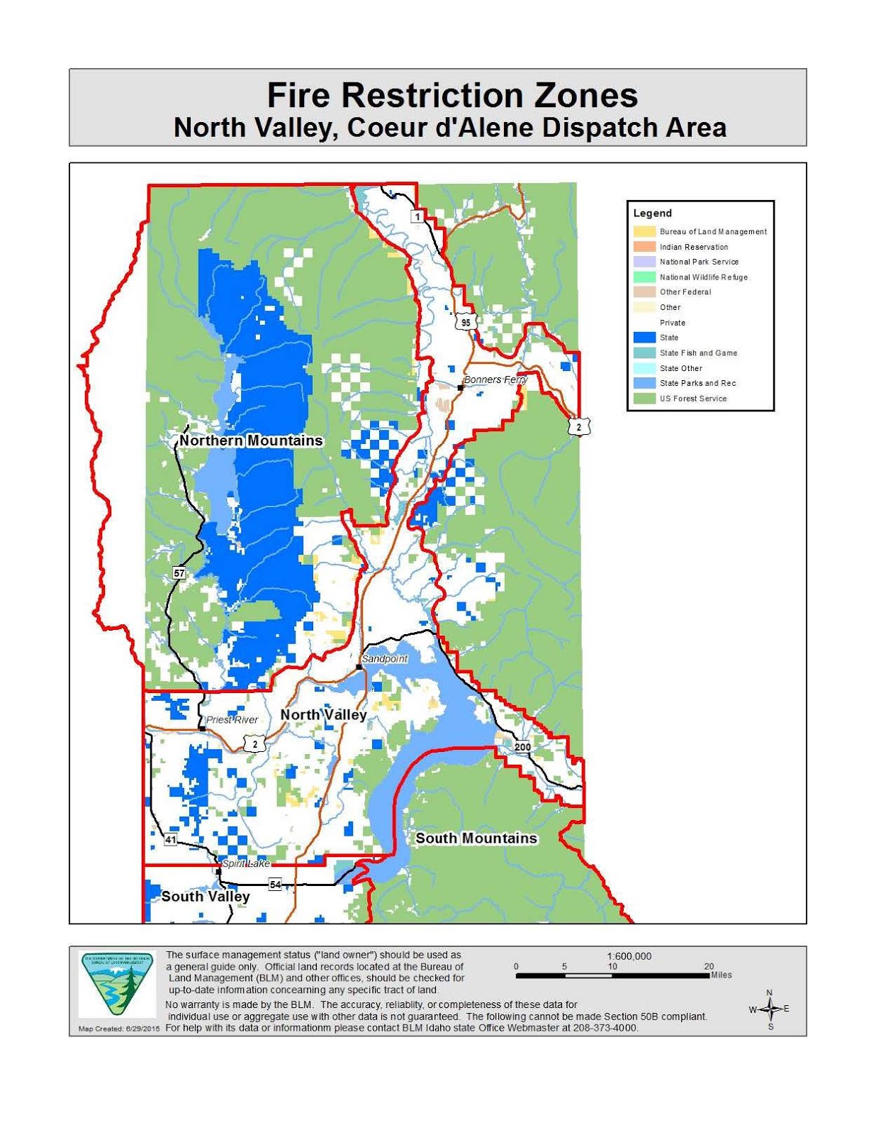 Idaho Fire Information Coeur d'Alene Fire Restrictions Area