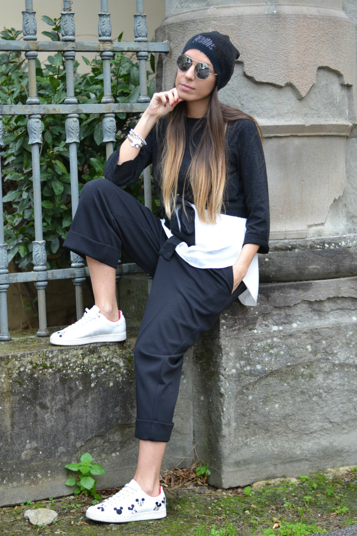 outfit bianco nero