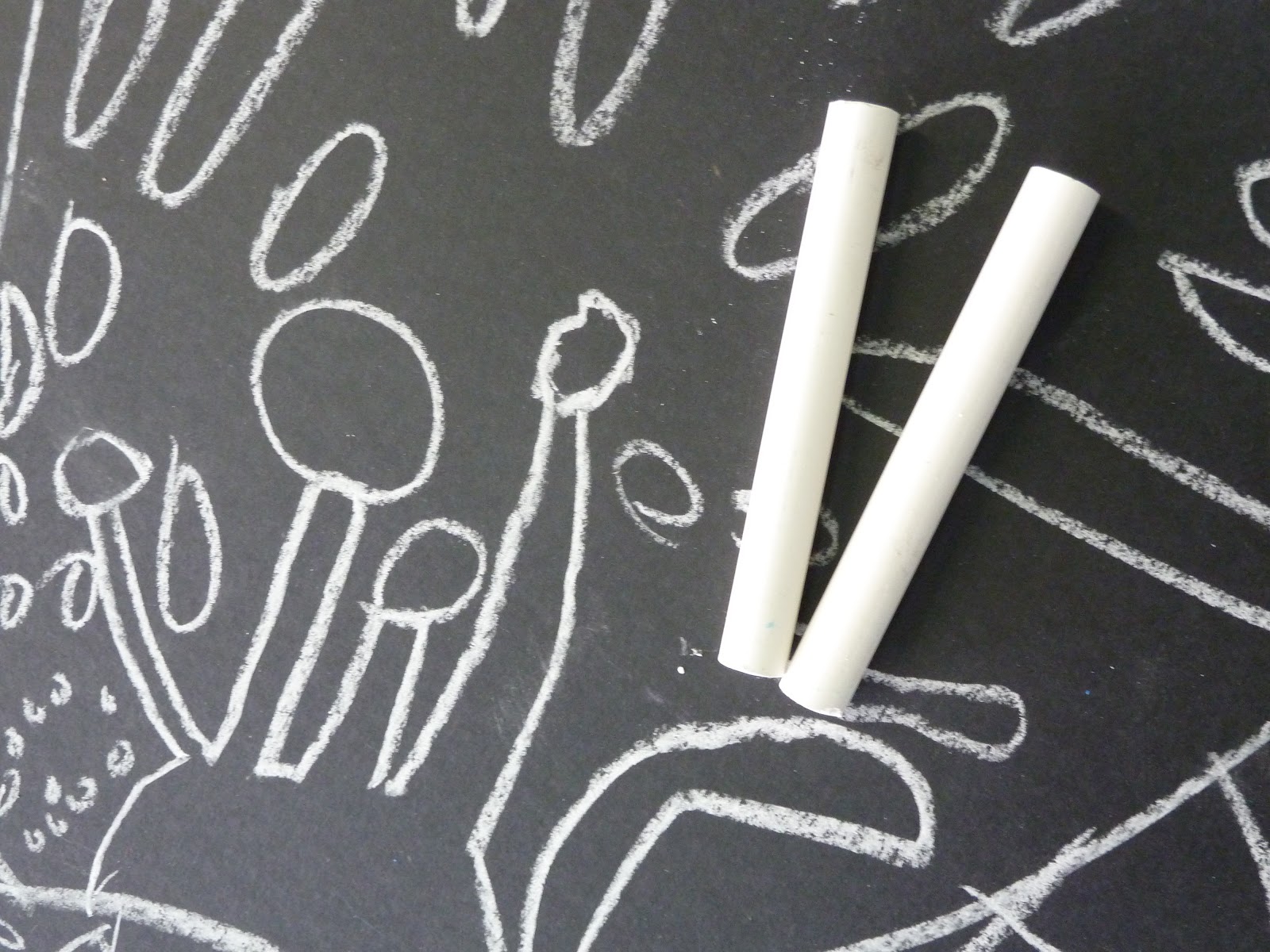 We ARE Creative! White Chalk on Black Paper Flowers