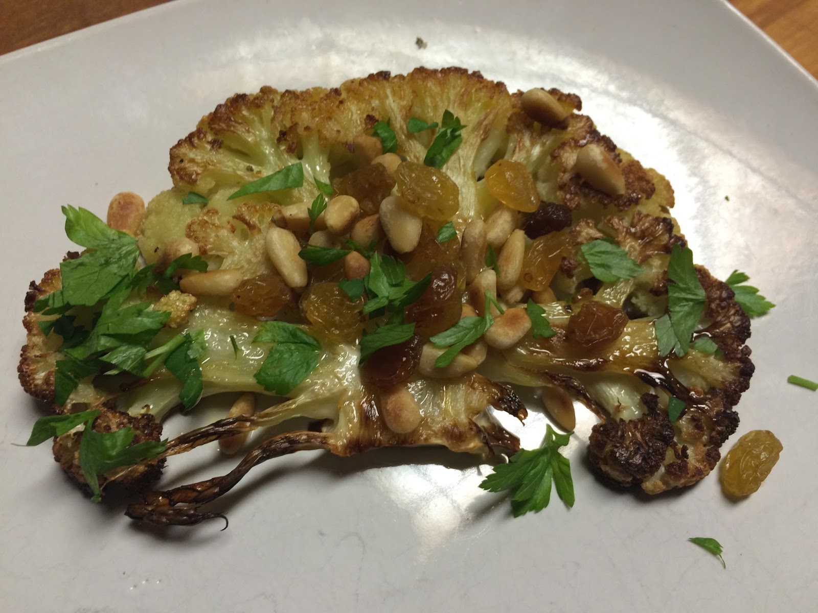 Cooking with Barry & Meta Roasted Cauliflower Steaks with Golden Raisi